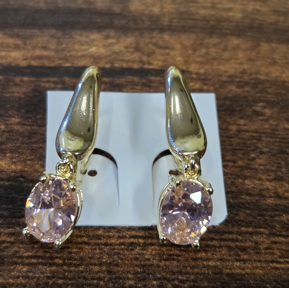 18k Gold Plated Light Pink CZ Earrings